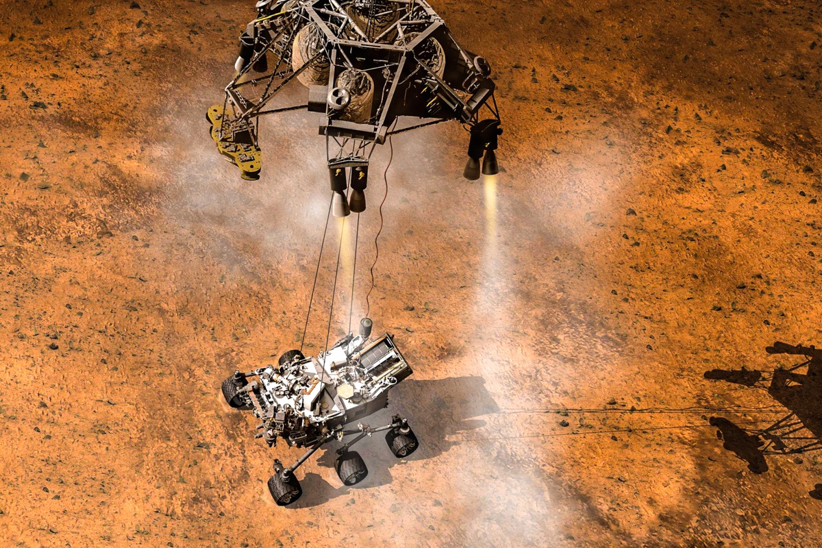 NASA – Artist Concept Depicts the Mars Curiosity Rover Touching Down – Art Print