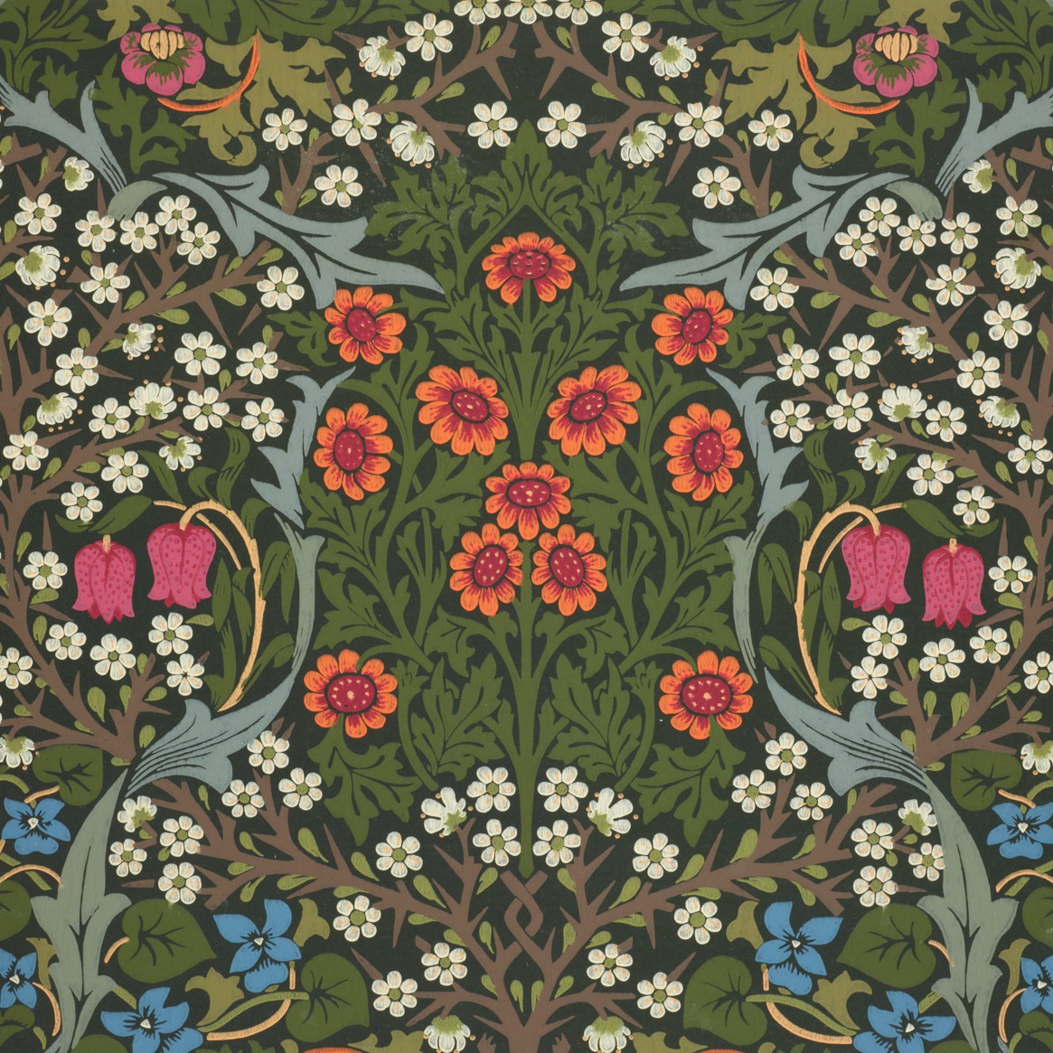 William Morris – Blackthorn Wallpaper – Art Print on Paper or Canvas