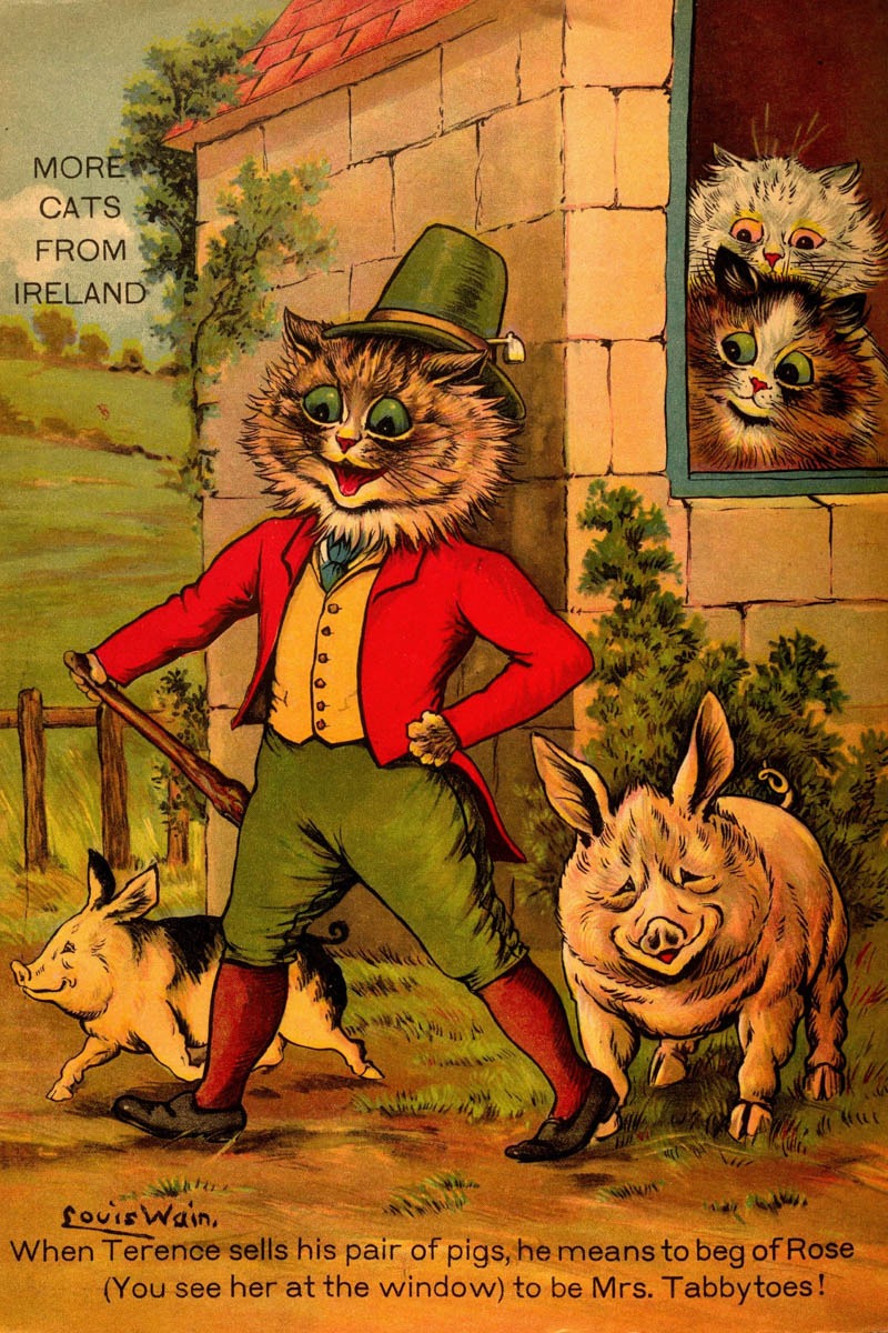Louis Wain – Cats of Many Lands – Irish Cats – Art Print on Paper or Canvas