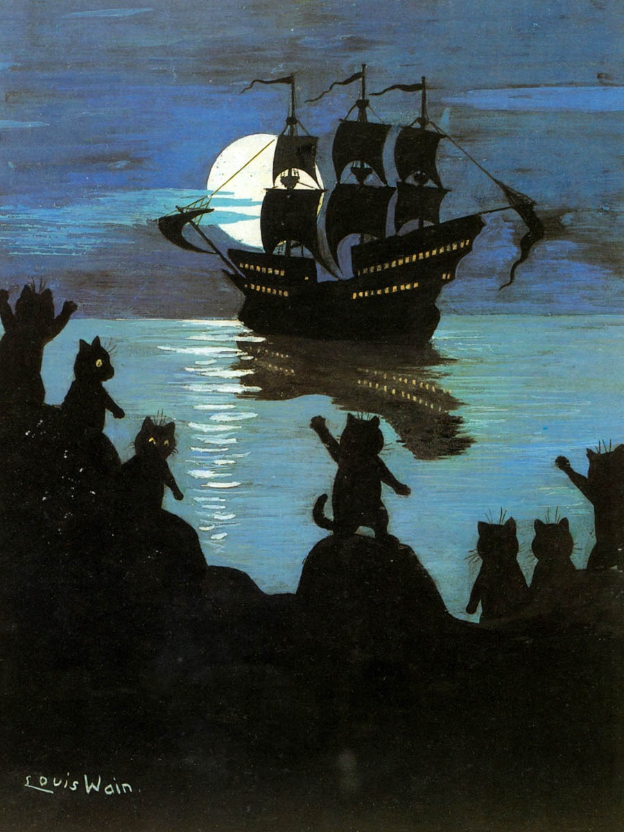 Louis Wain – Pirate Pussies – Art Print on Paper or Canvas