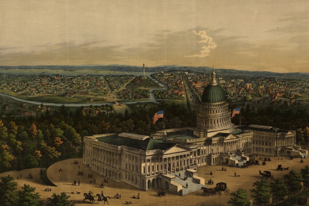 Vintage Places – View of Capitol in Washington, DC – Paper or Canvas