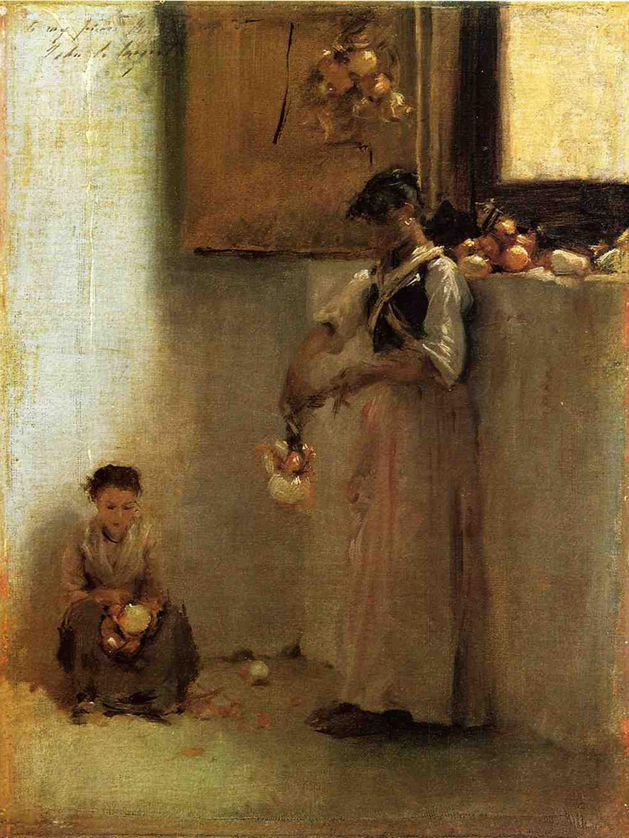 John Singer Sargent – Stringing Onions – Art Print on Paper or Canvas