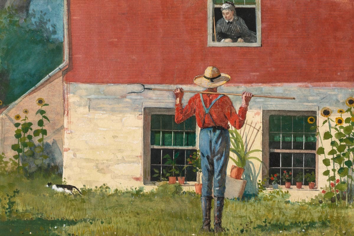 Winslow Homer – In the Garden (Rustic Courtship) – Art Print on Paper or Canvas