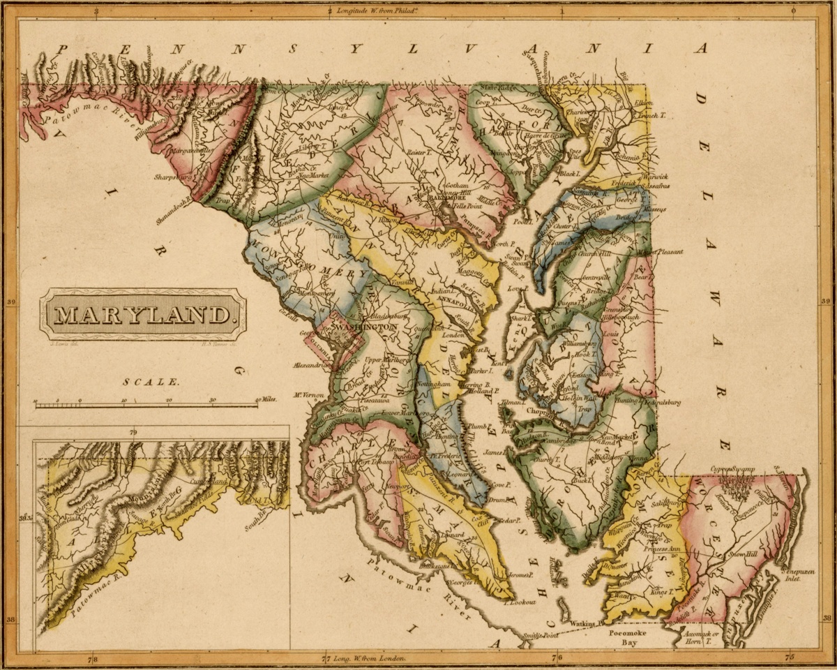 Vintage Maps – Maryland – Art Print on Paper or Canvas