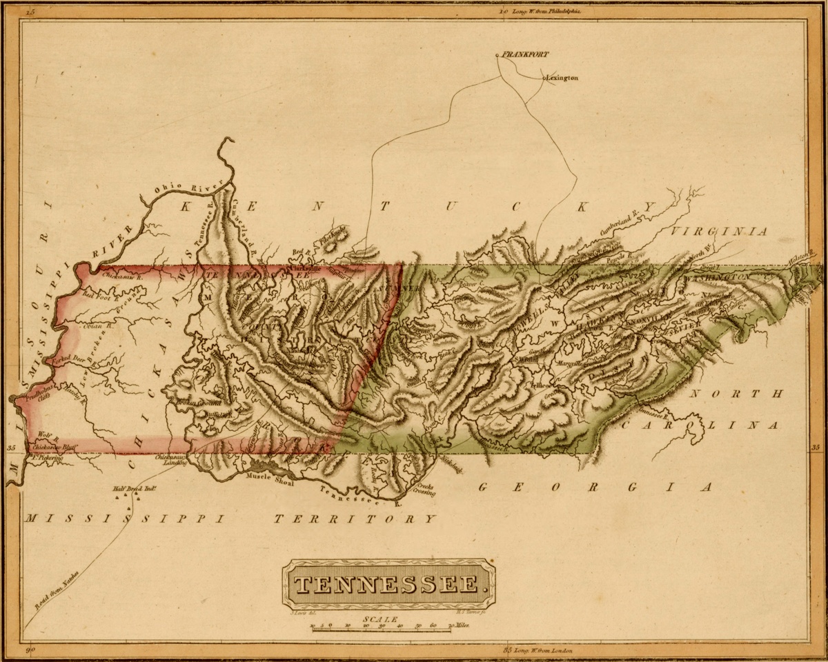 Vintage Maps – Tennessee – Art Print on Paper or Canvas