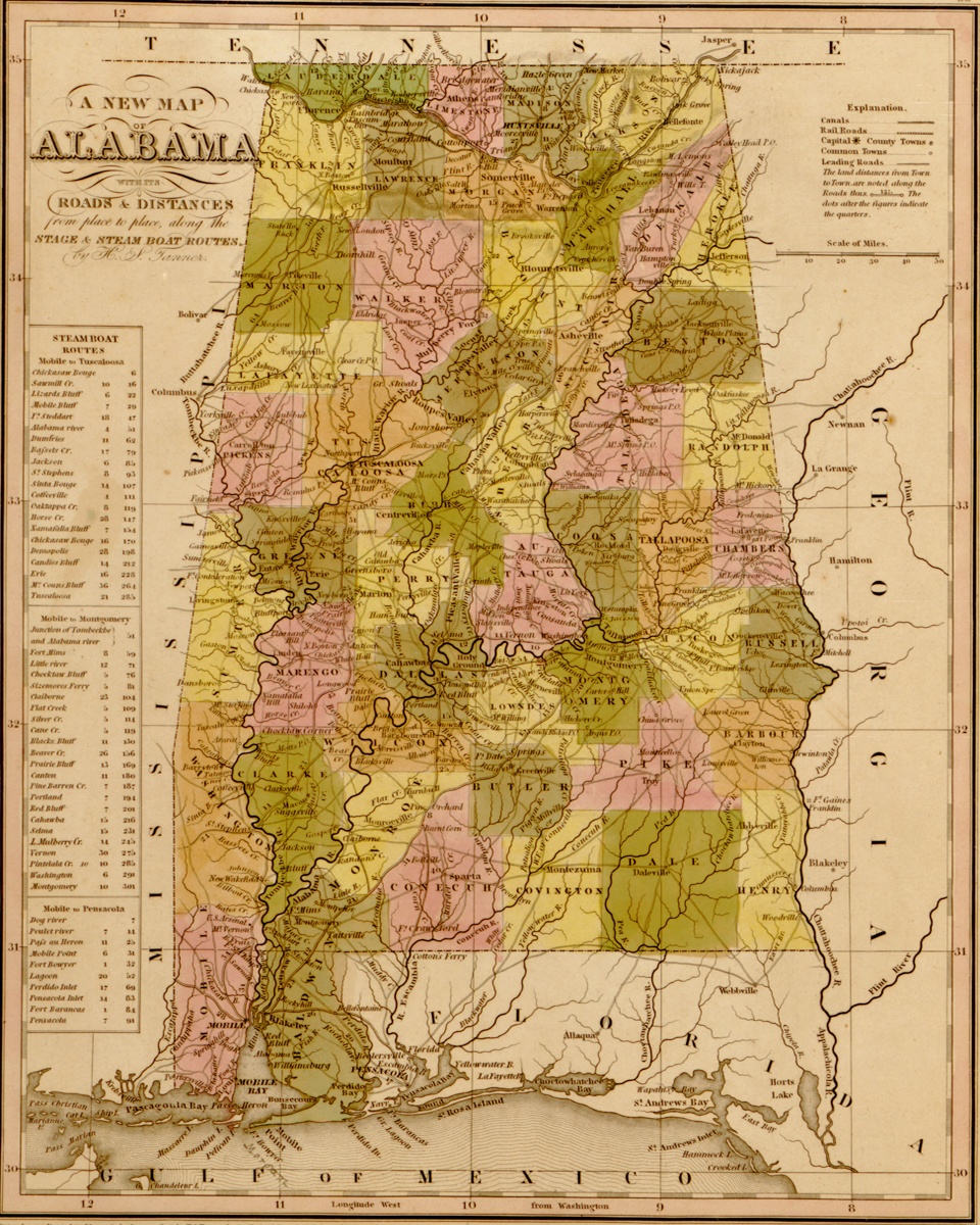 Vintage Maps – Alabama – Art Print on Paper or Canvas
