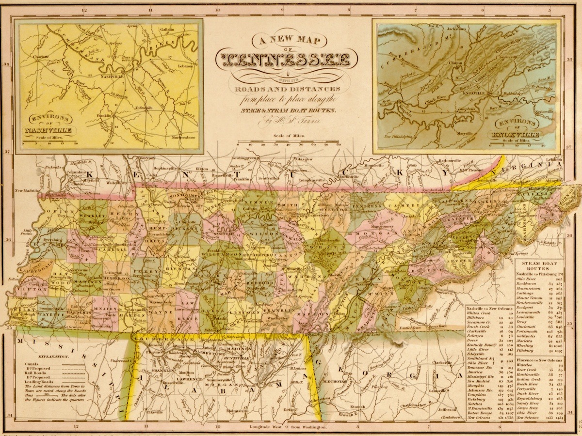 Vintage Maps – Tennessee – Art Print on Paper or Canvas