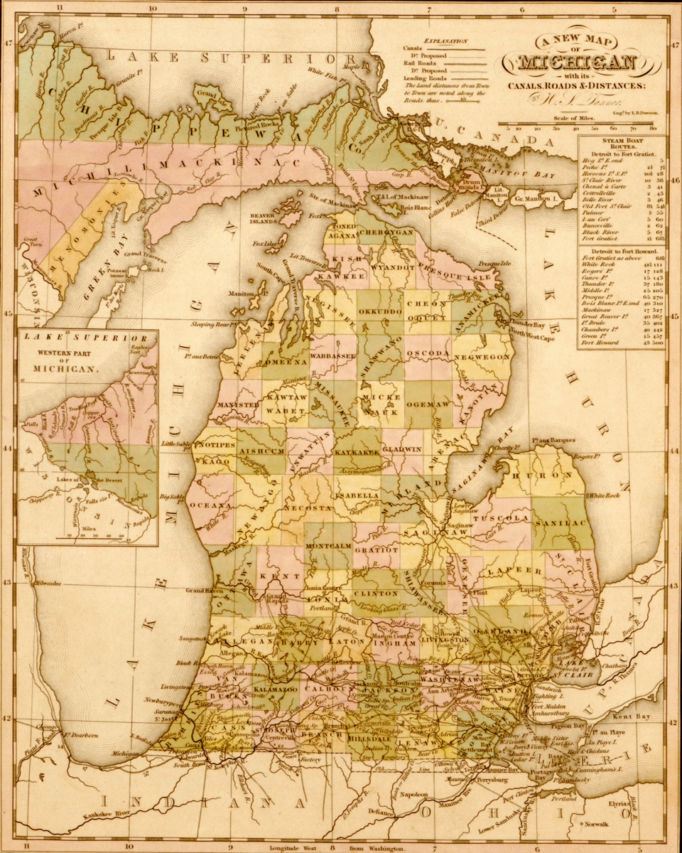 Vintage Maps – Michigan – Art Print on Paper or Canvas