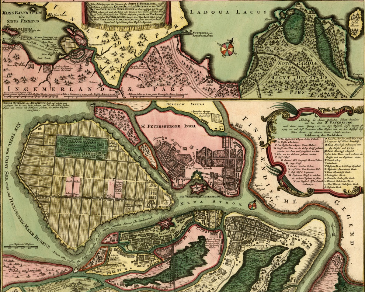 Vintage Maps – St Petersburg Russia – Art Print on Paper or Canvas