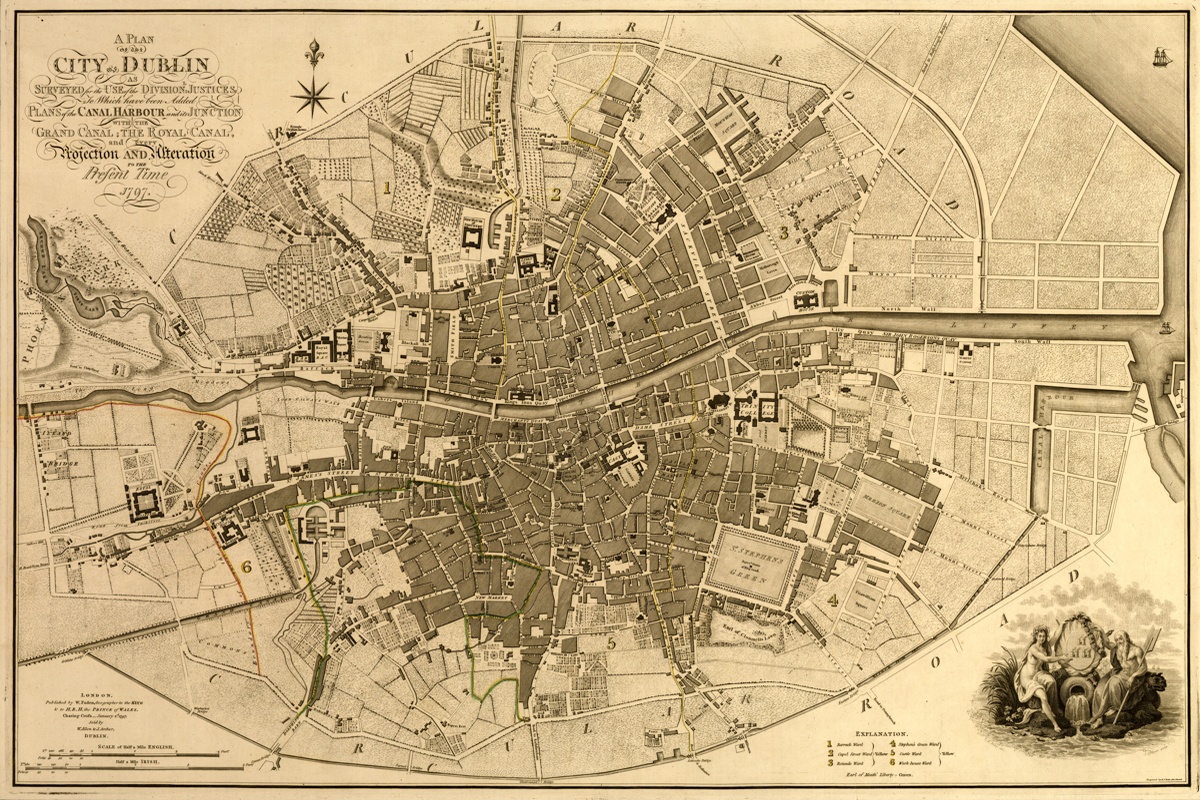 Vintage Maps – Ireland Dublin – Art Print on Paper or Canvas