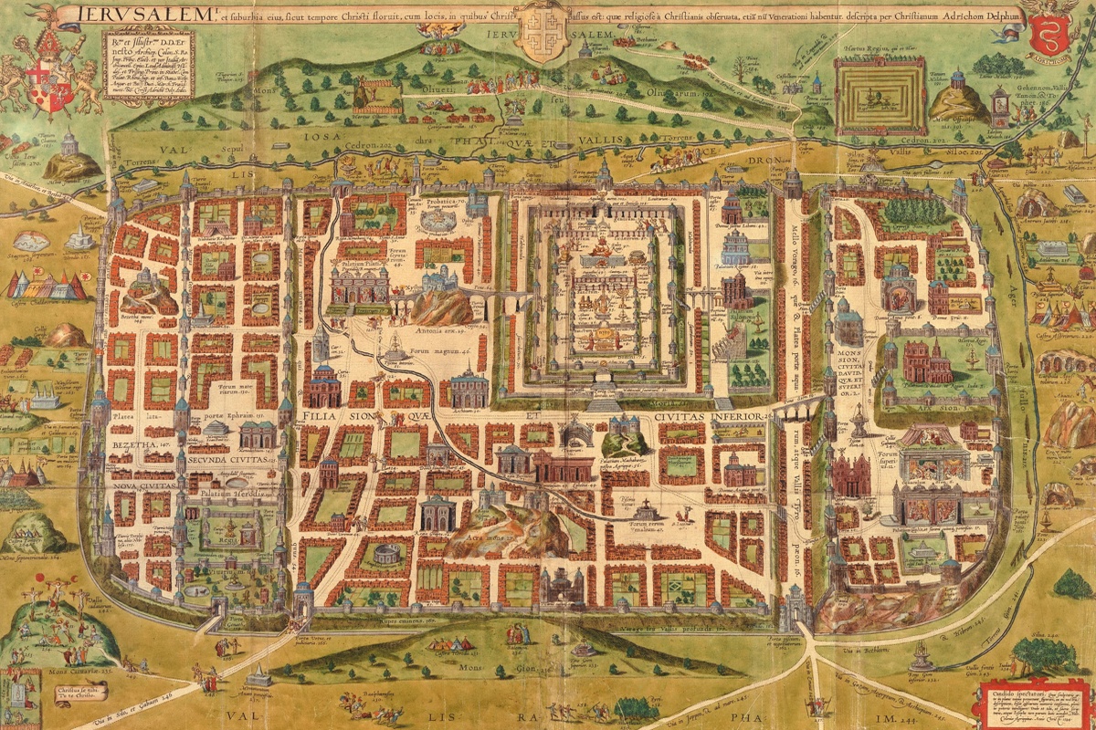 Vintage Maps – Antique Map of Jerusalem – Art Print on Paper or Canvas