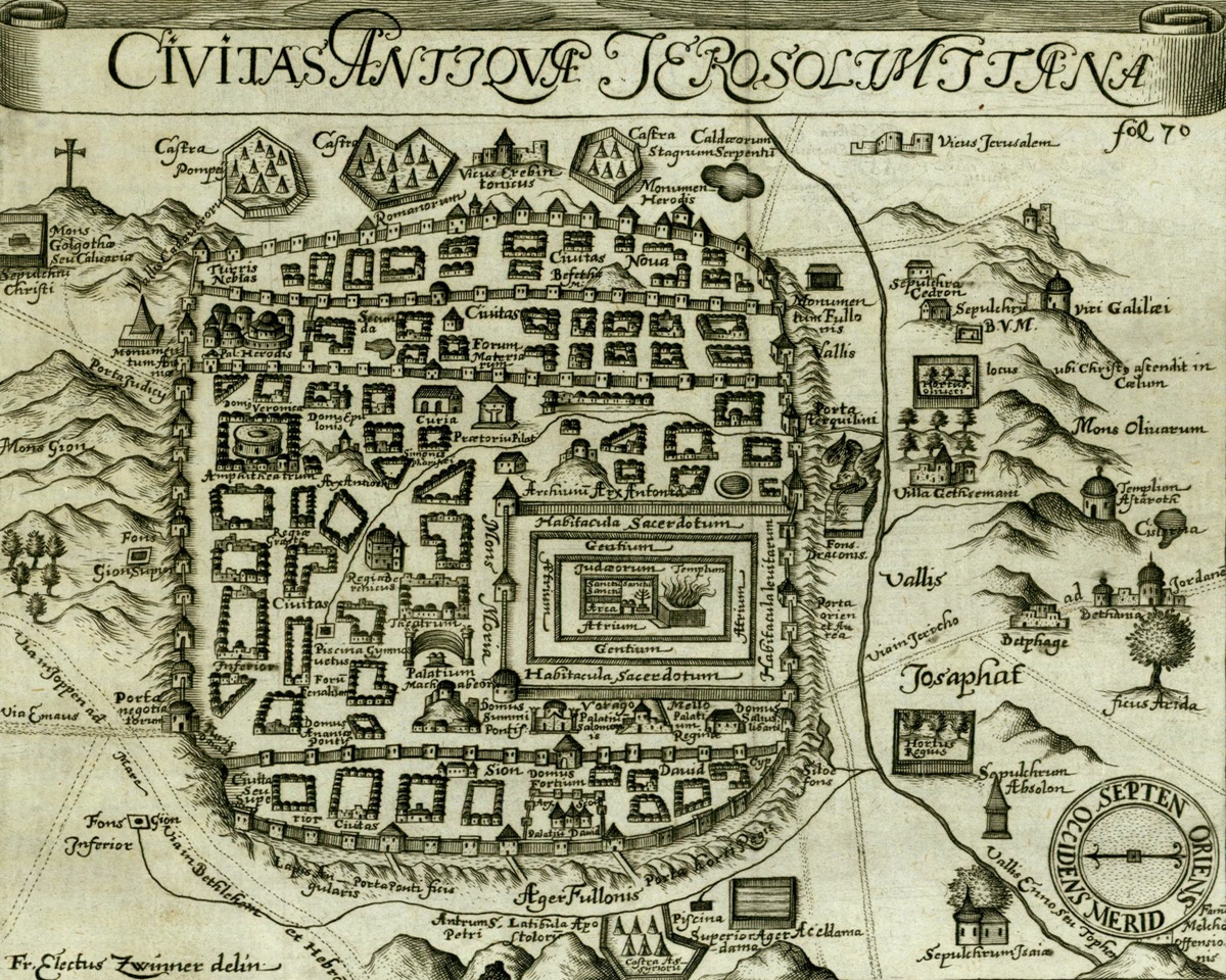 Vintage Maps – Modern Antique Map of Jerusalem – Art Print on Paper or Canvas