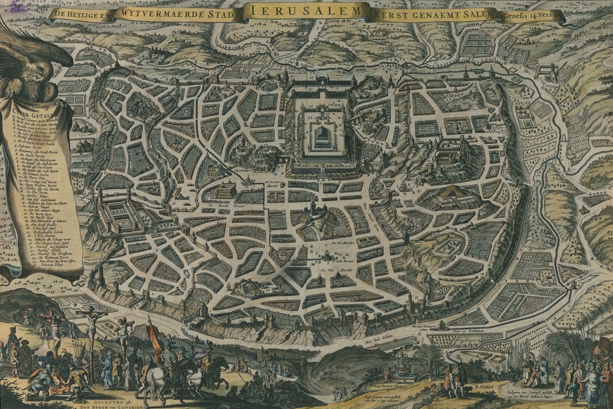 Vintage Maps – Antique Map of Jerusalem – Art Print on Paper or Canvas