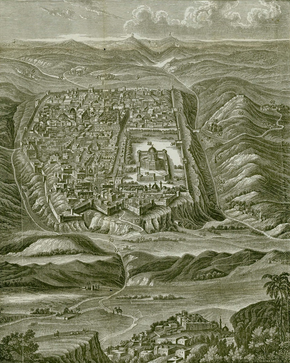 Vintage Maps – Plan of Jerusalem – Art Print on Paper or Canvas