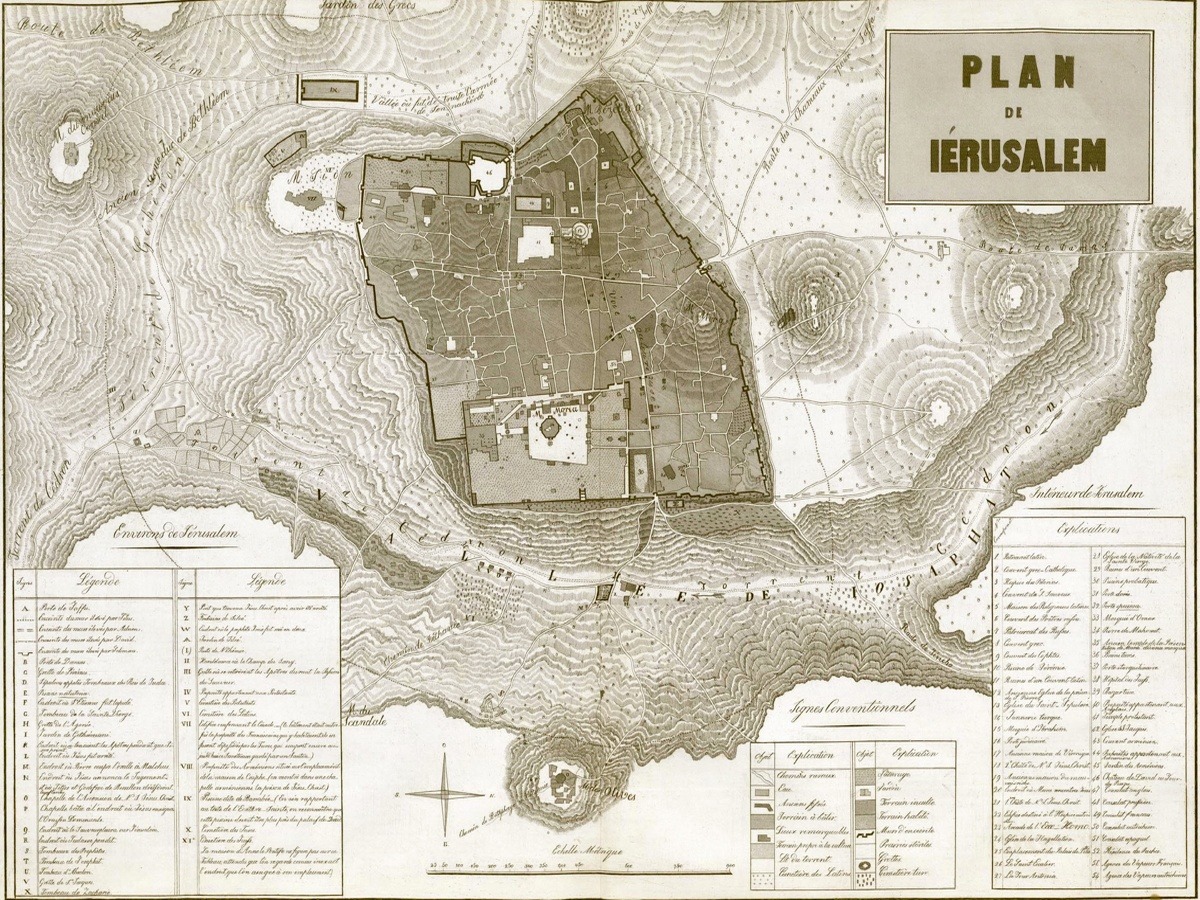 Vintage Maps – Antique Map of Jerusalem – Art Print on Paper or Canvas