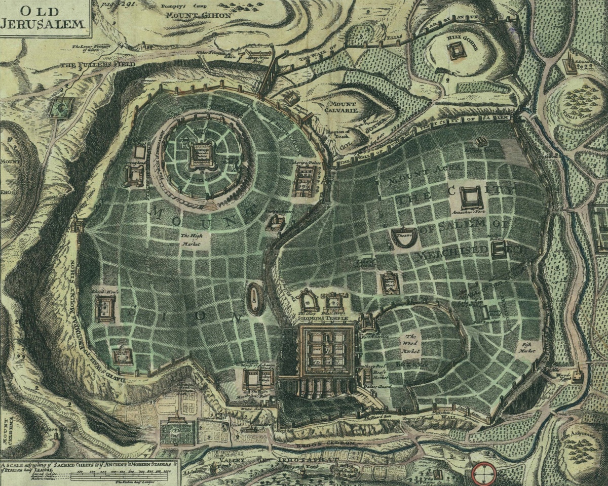 Vintage Maps – Antique Map of Jerusalem – Art Print on Paper or Canvas