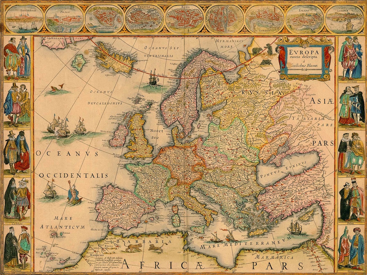 Vintage Maps – Mape Oof Europe – Art Print on Paper or Canvas