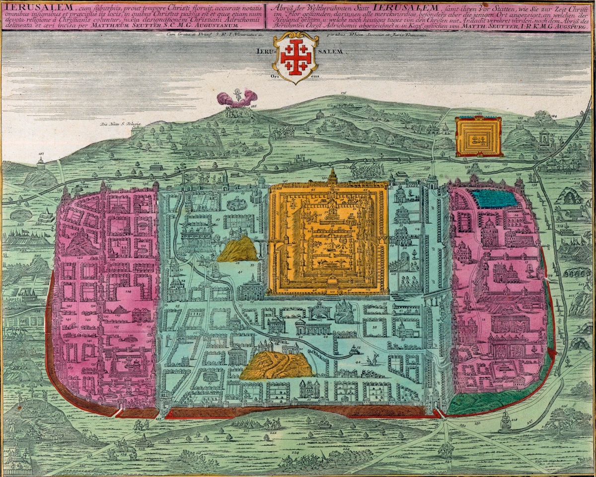 Vintage Maps – Antique Map of Jerusalem – Art Print on Paper or Canvas