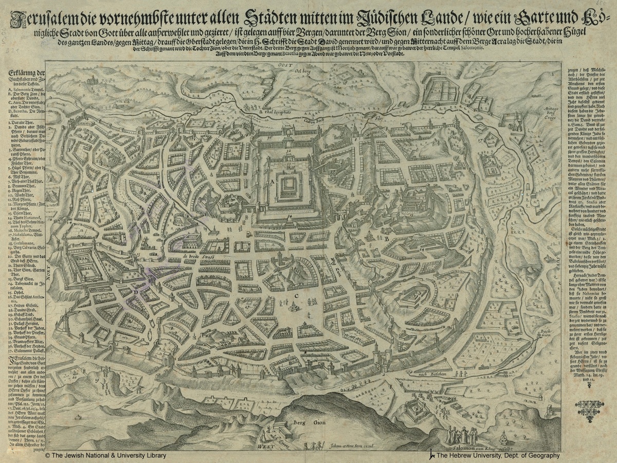 Vintage Maps – Antique Map of Jerusalem – Art Print on Paper or Canvas