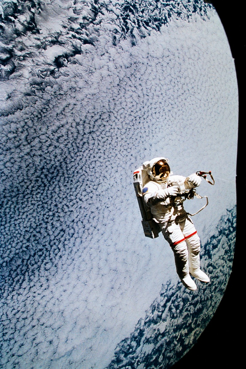 NASA – Astronaut Mark C. Lee Floats Free in Space – Art Print on Paper or Canvas
