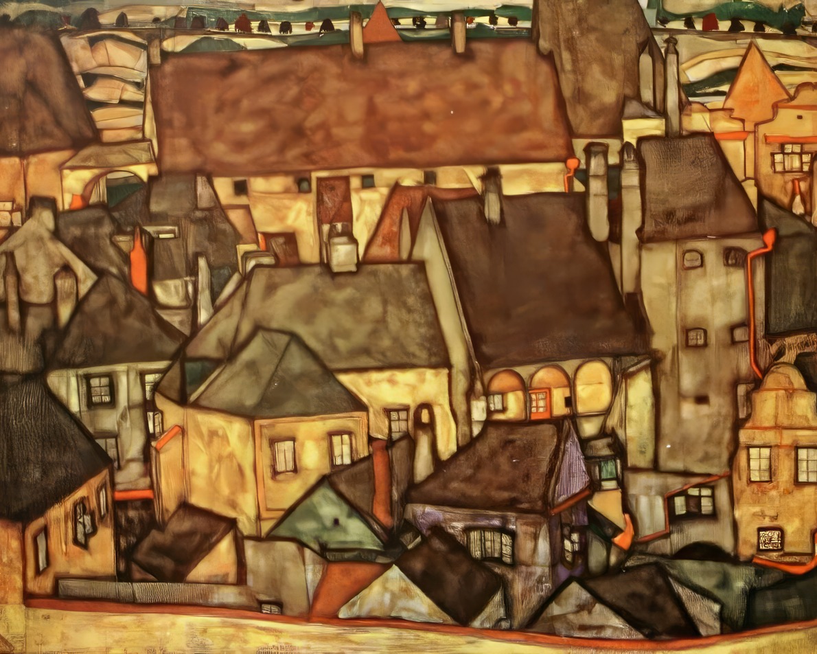 Egon Schiele – Yellow City – Art Print on Paper or Canvas