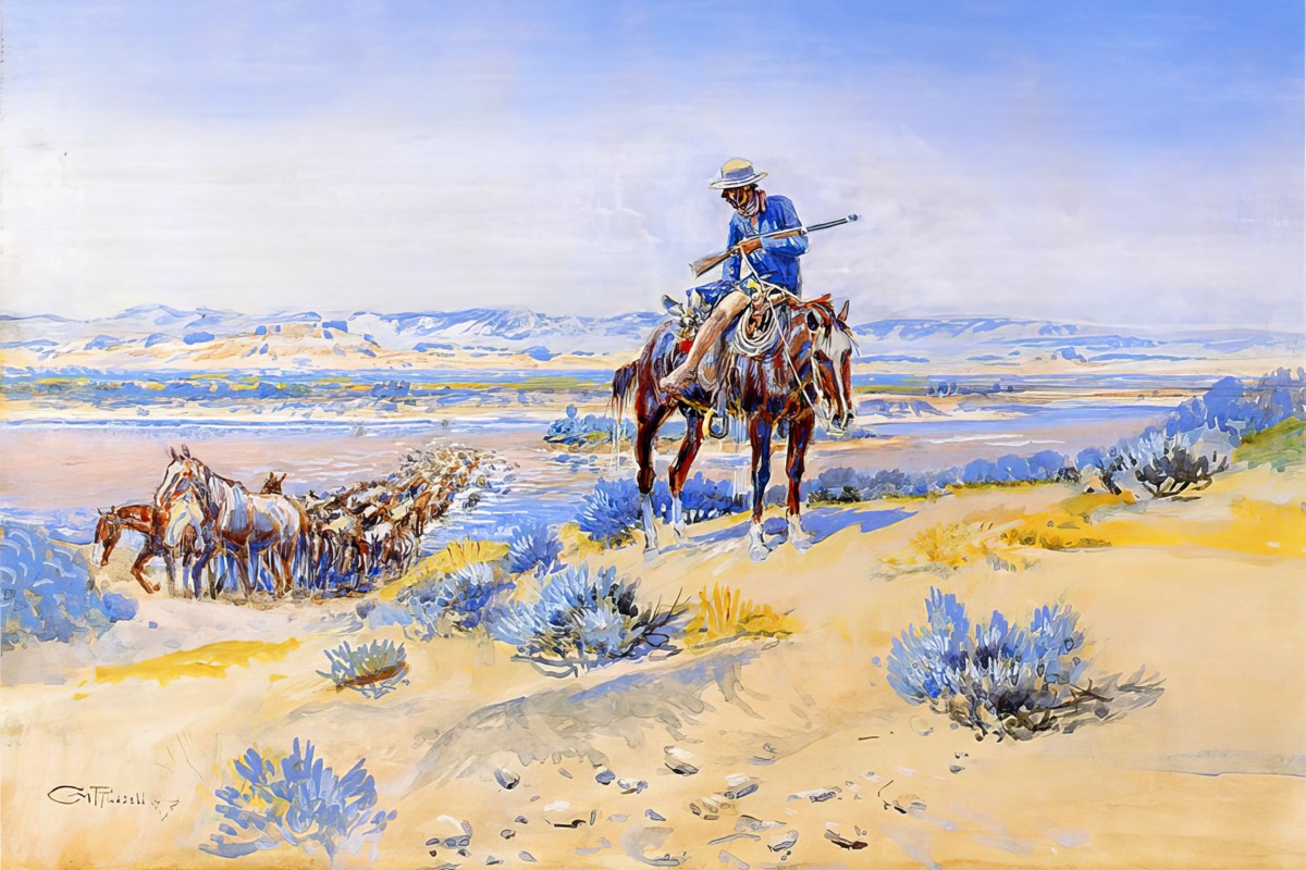 Charles Marion Russell – Changing Horses – Art Print on Paper or Canvas