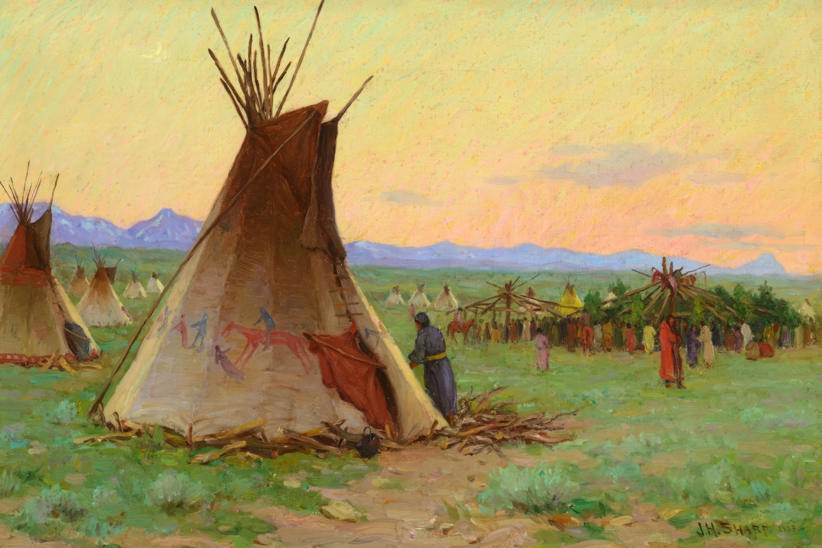 Joseph Henry Sharp – Blackfeet Sun Dance – Art Print on Paper or Canvas