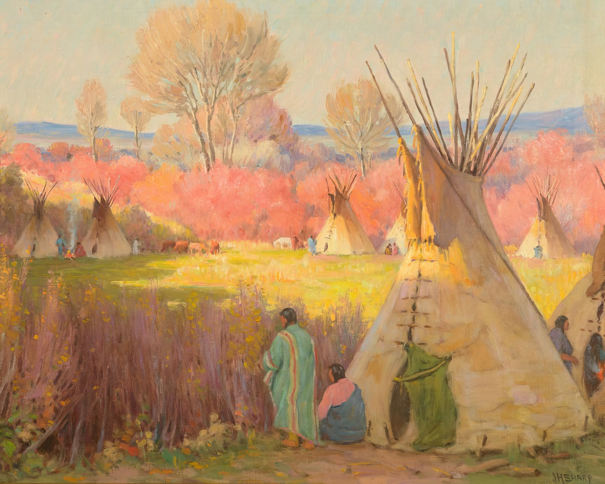Joseph Henry Sharp – Autumnal Teepees – Art Print on Paper or Canvas