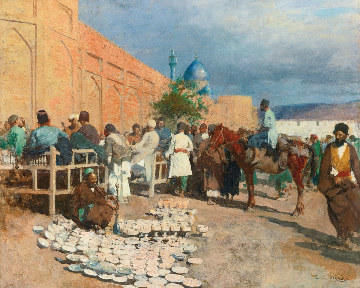 Edwin Lord Weeks – Persian Cafe, the Pottery Seller – Paper or Canvas