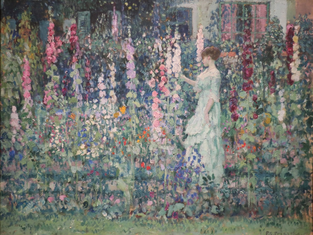 Frederick Carl Frieseke – Hollyhocks – Art Print on Paper or Canvas