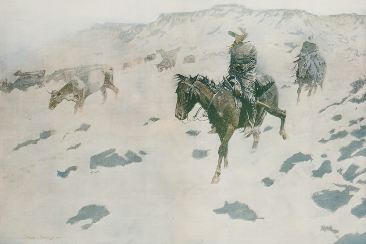Frederic Remington – Drifting Before the Storm – Art Print on Paper or Canvas