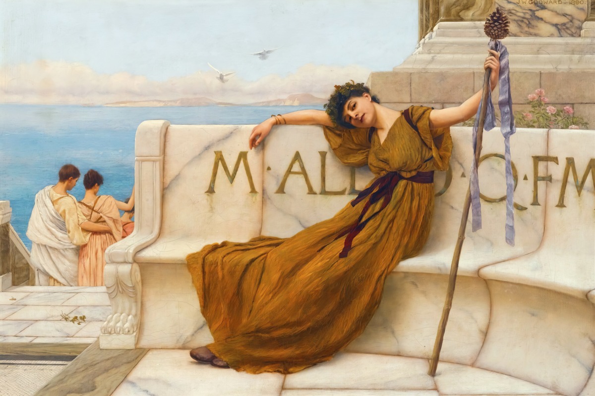 John William Godward – A Priestess of Bacchus – Art Print on Paper or Canvas