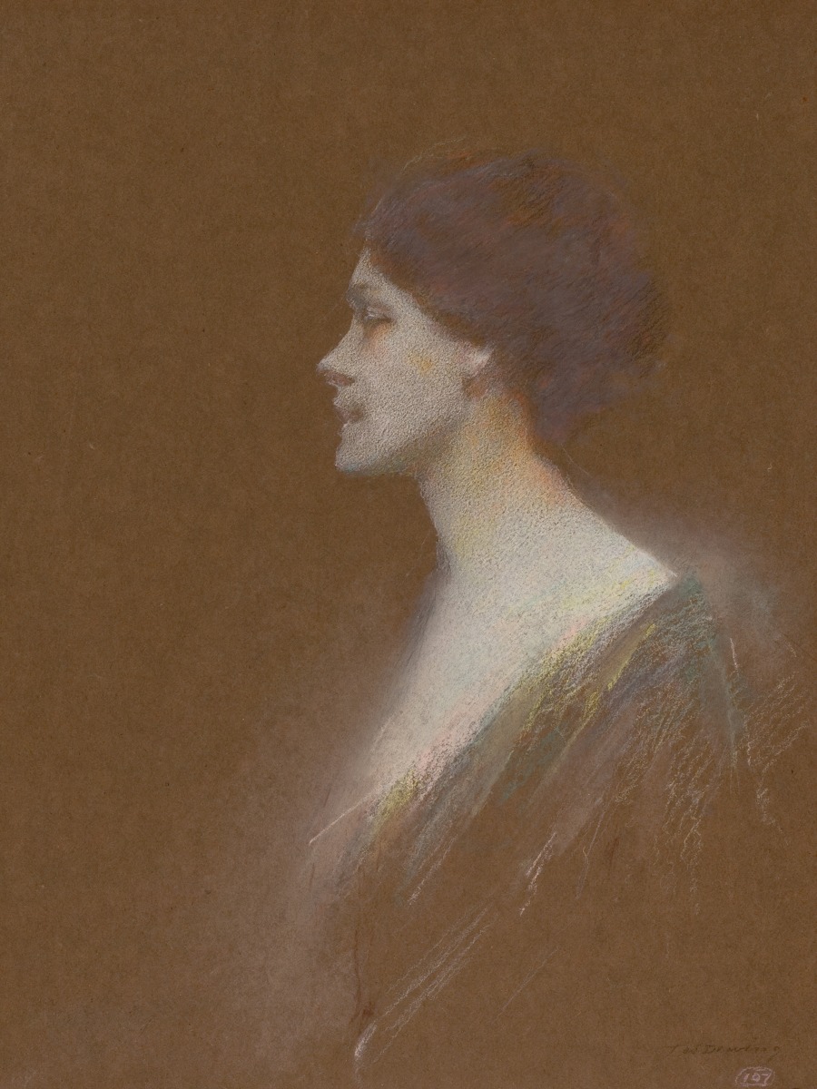 Thomas Wilmer Dewing – Portrait of a Woman – Art Print on Paper or Canvas