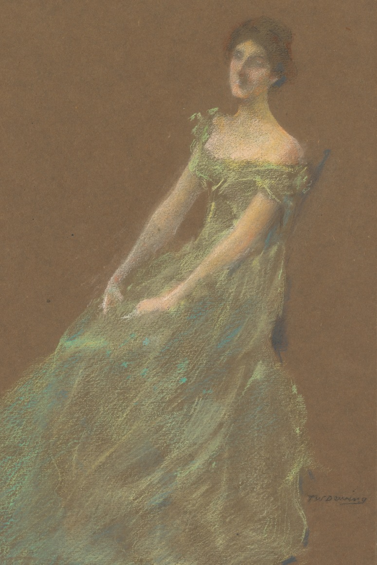 Thomas Wilmer Dewing – The Green Dress – Art Print on Paper or Canvas