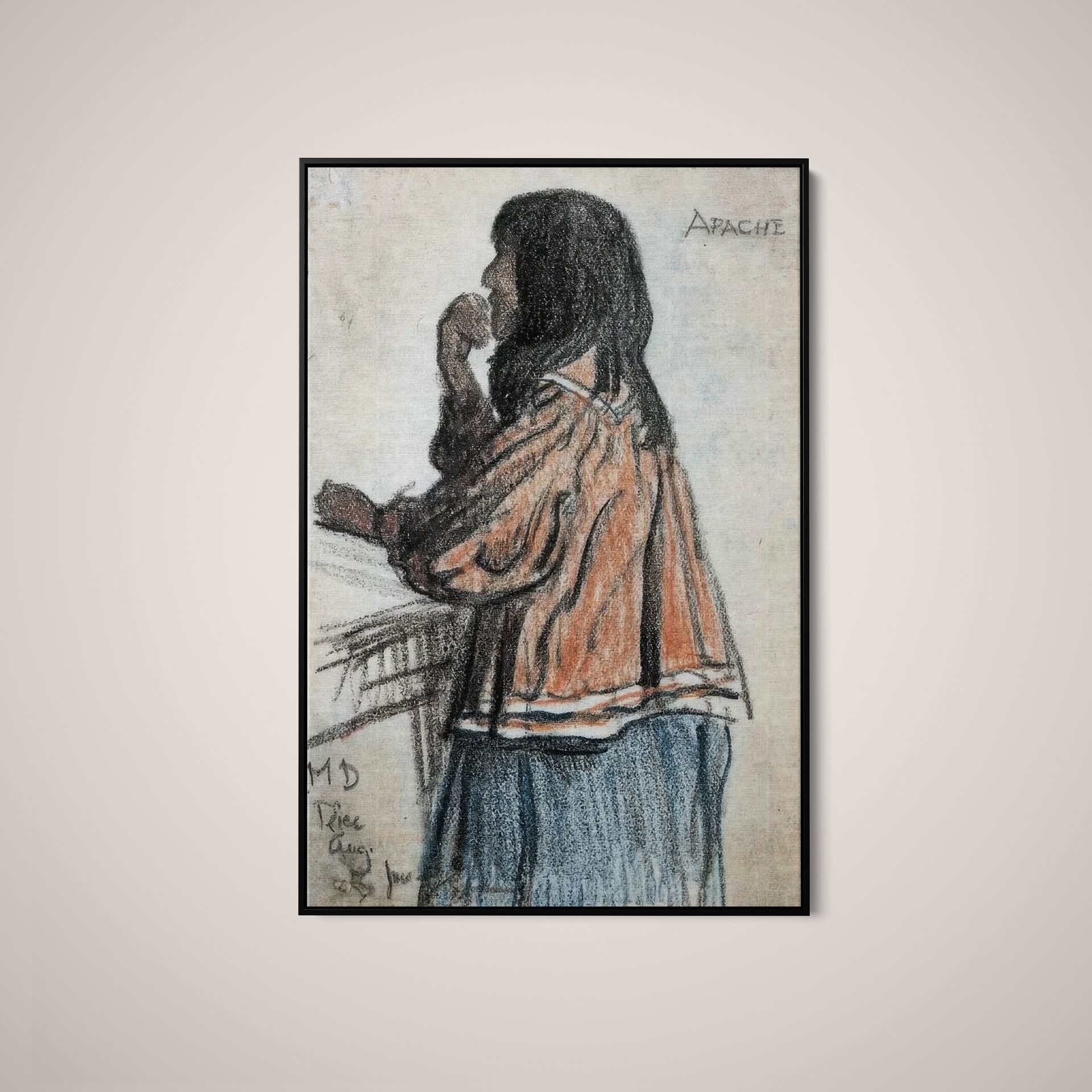 ハンドメイドつ Maynard Dixon - Apache Woman at Trading Post - Art Print on Paper