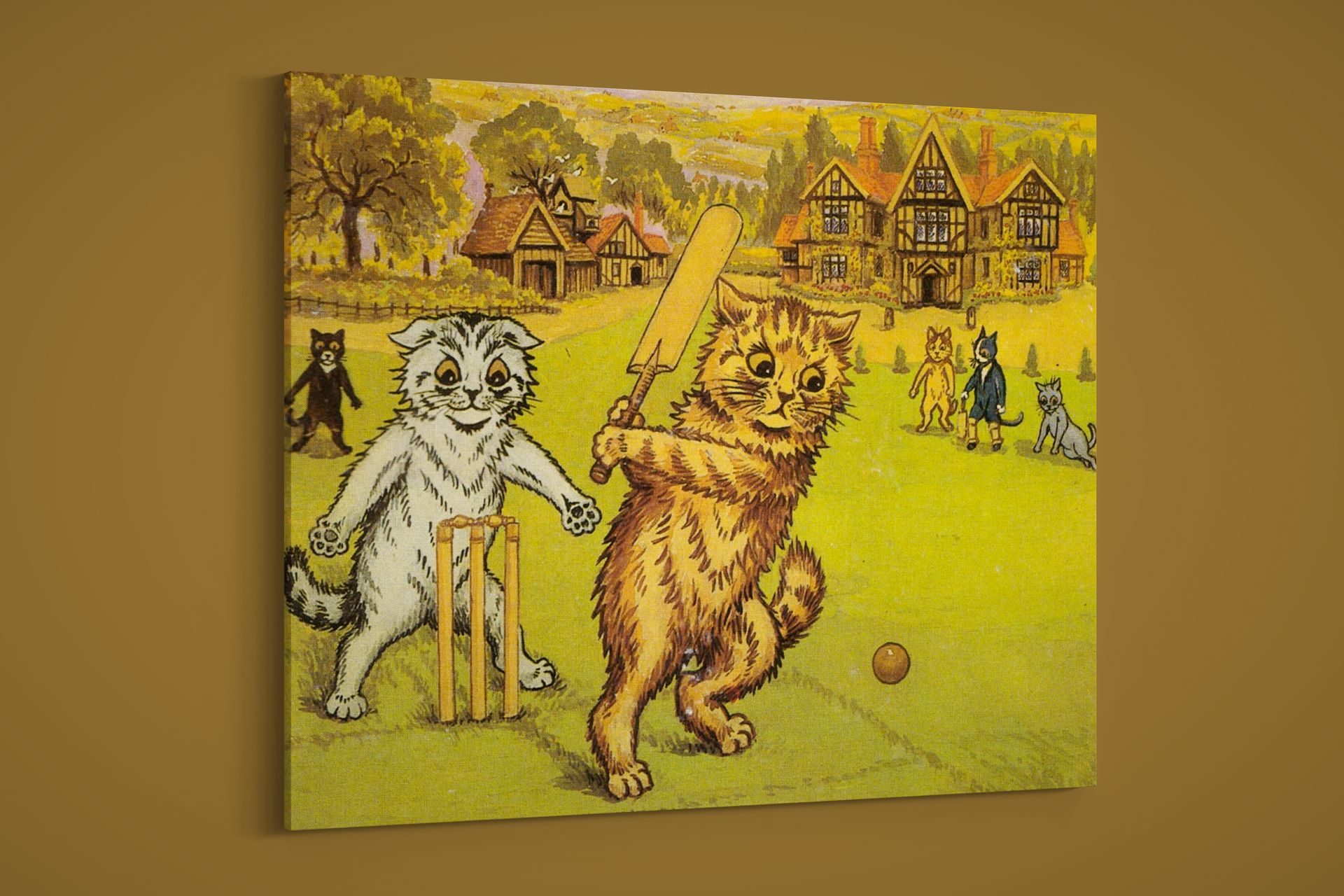 Louis Wain - The Cricket Match - Art Print on Paper or Canvas