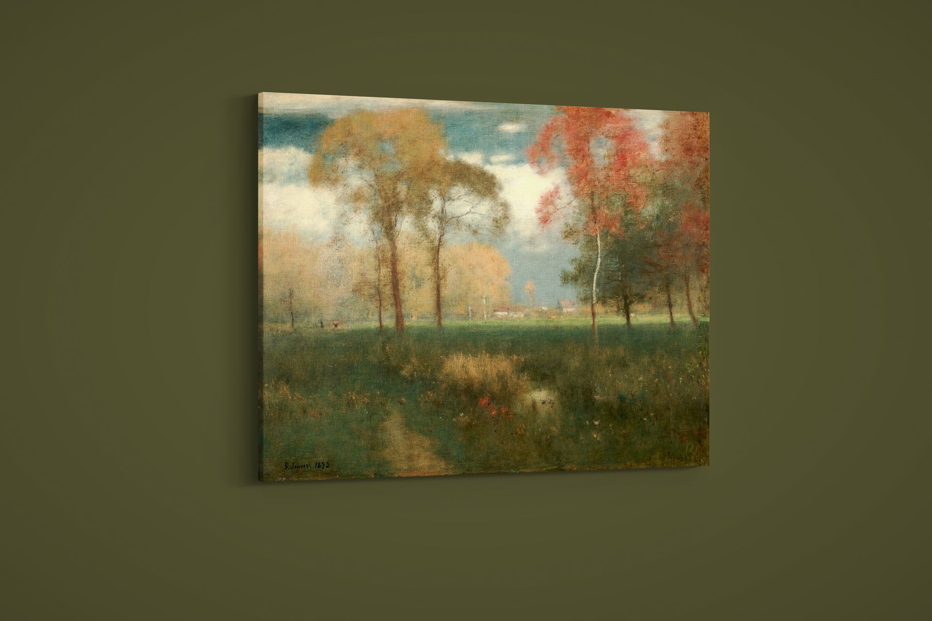 George Inness – Sunny Autumn Day – Art Print on Paper or Canvas