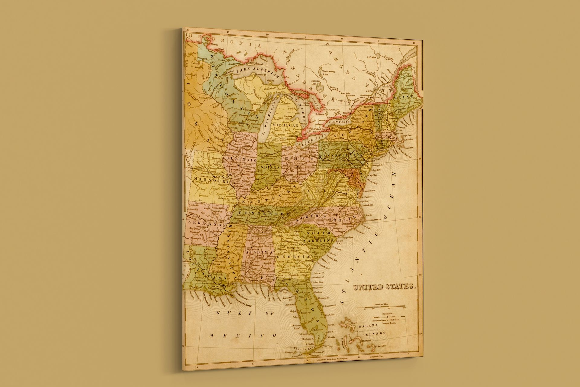 Vintage Maps – Eastern USA – Art Print on Paper or Canvas