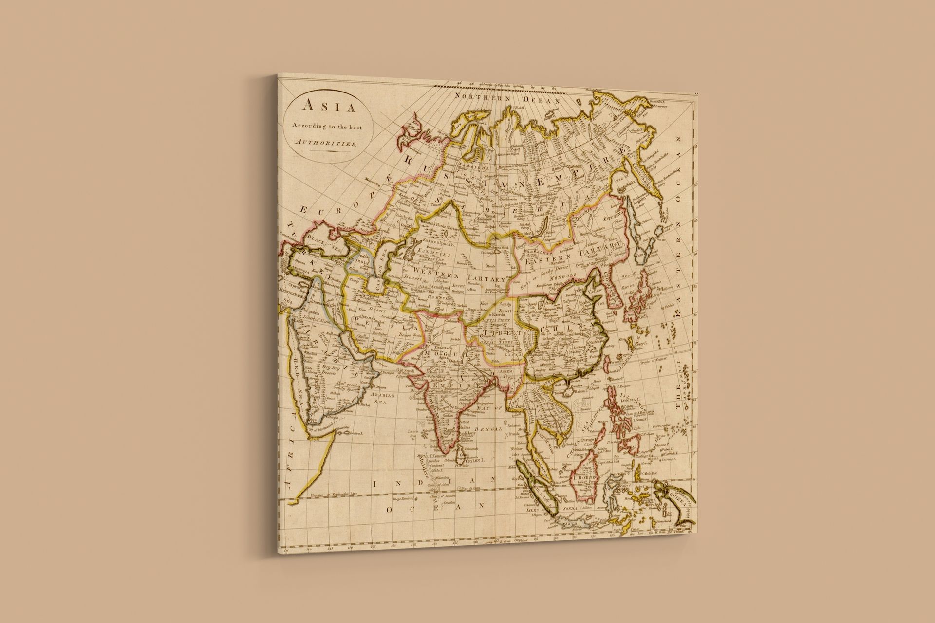 Vintage Maps - Asia - Art Print on Paper or Canvas
