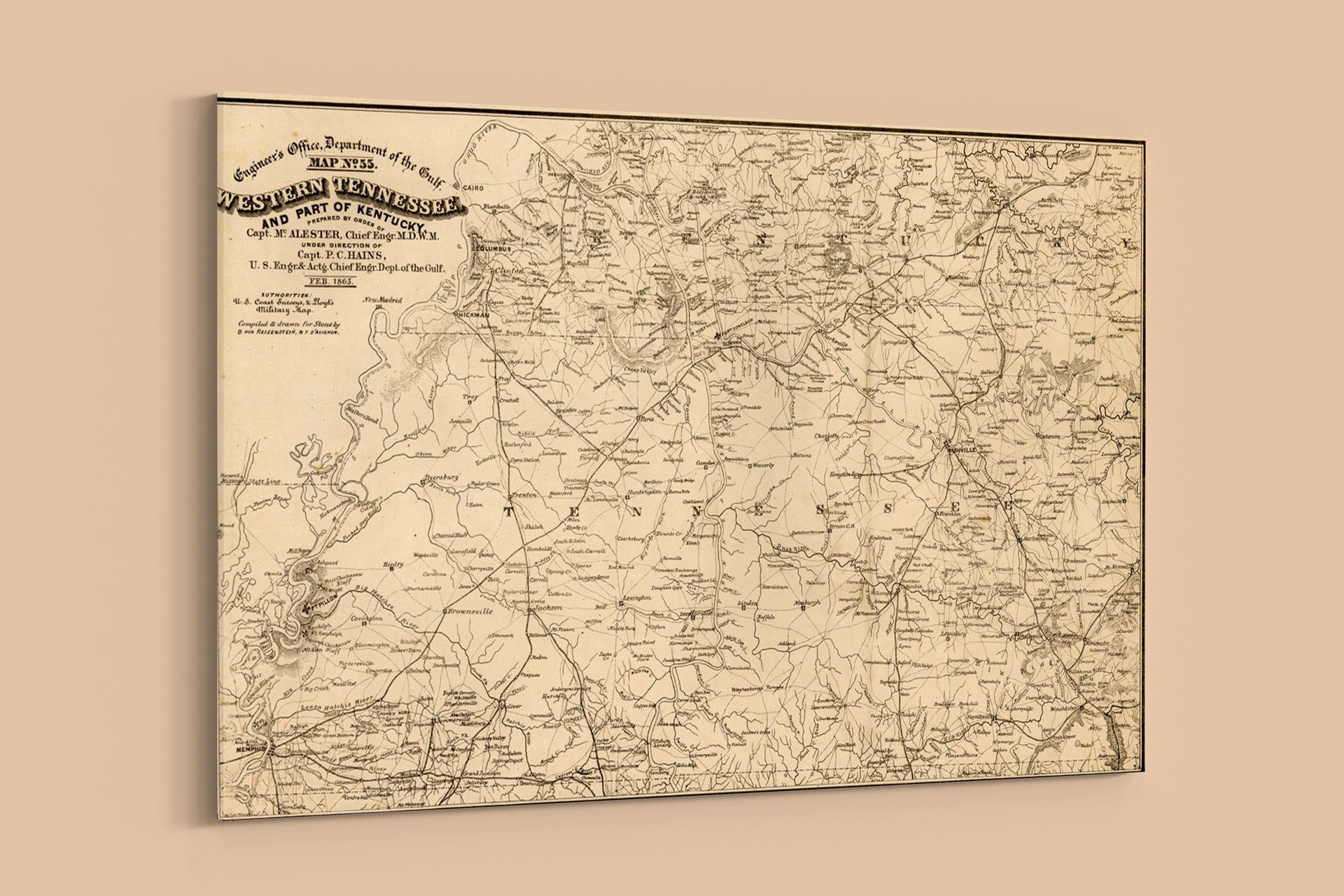 Vintage Maps – Western Tennessee and Part of Kentucky – Paper or Canvas