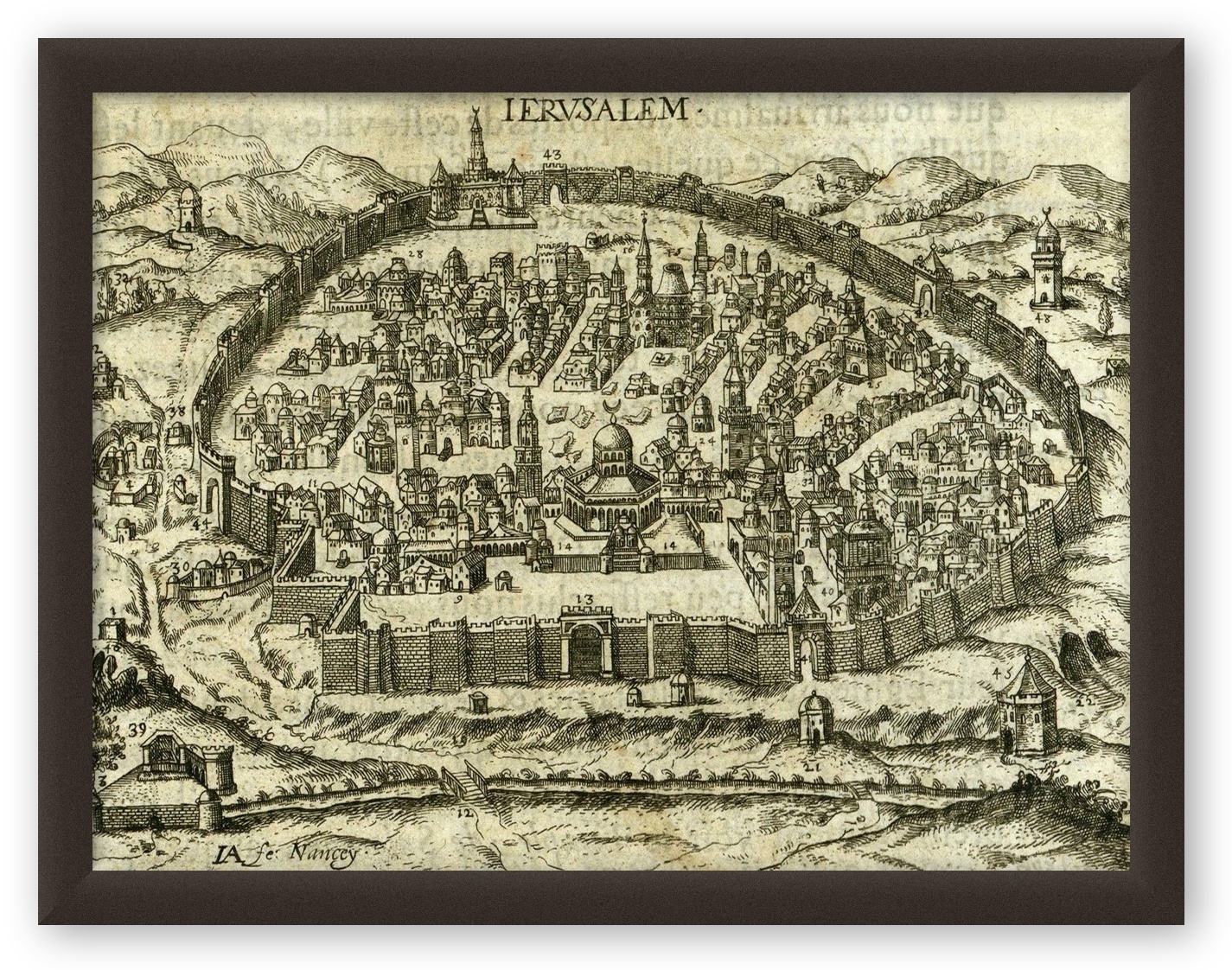 Vintage Maps – Antique Map of Jerusalem – Art Print on Paper or Canvas
