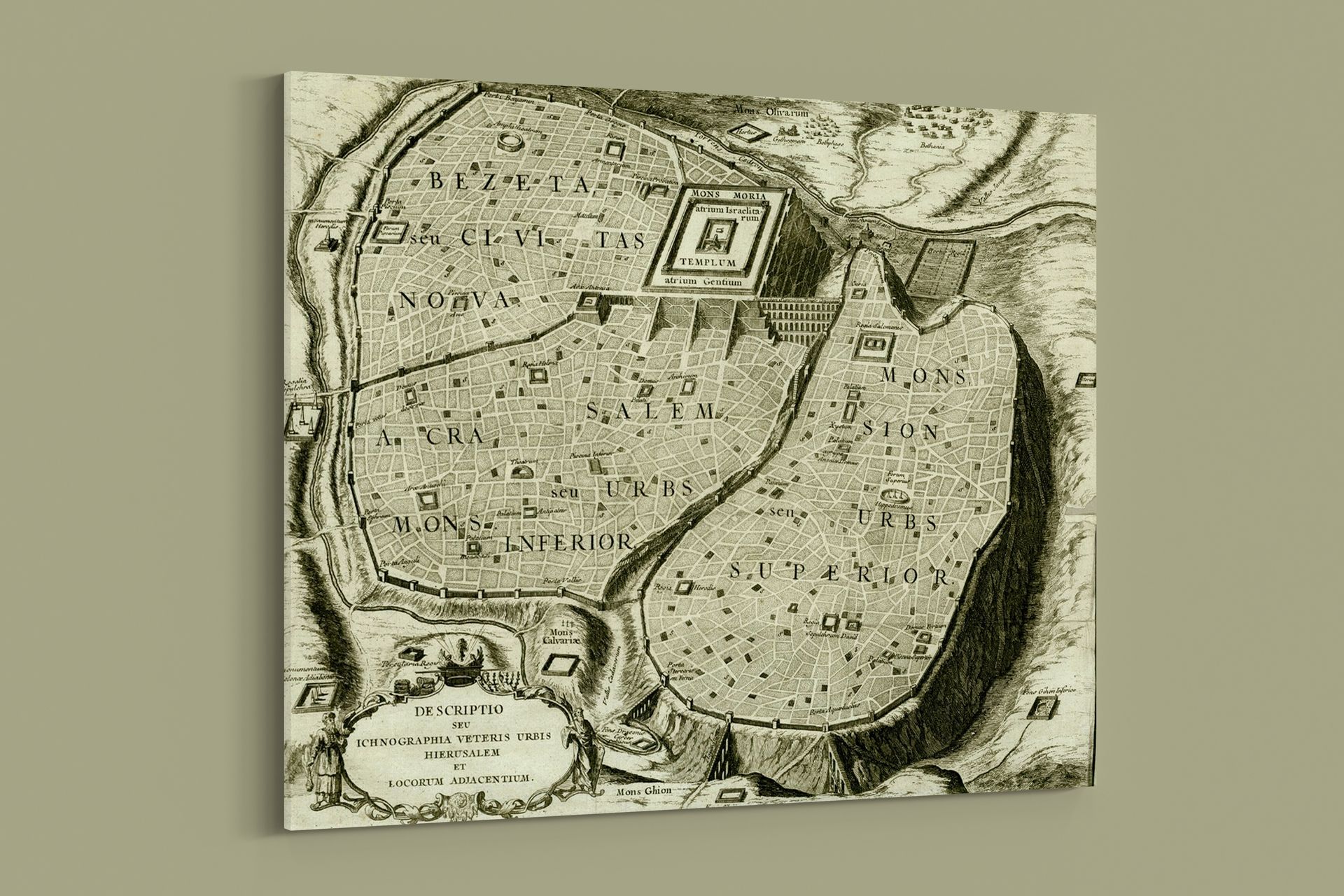 Vintage Maps – Antique Map of Jerusalem – Art Print on Paper or Canvas