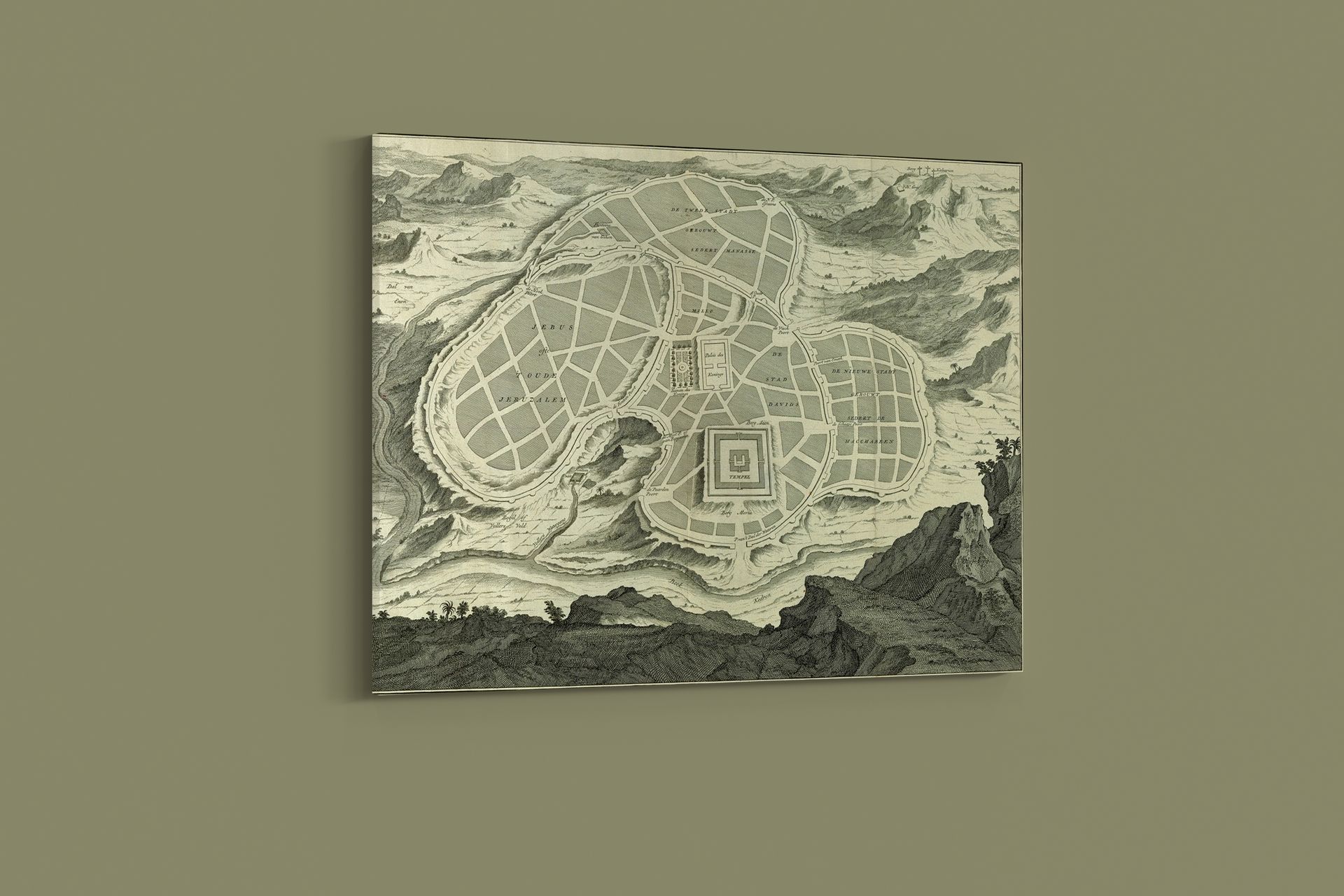 Vintage Maps – Antique Map of Jerusalem – Art Print on Paper or Canvas