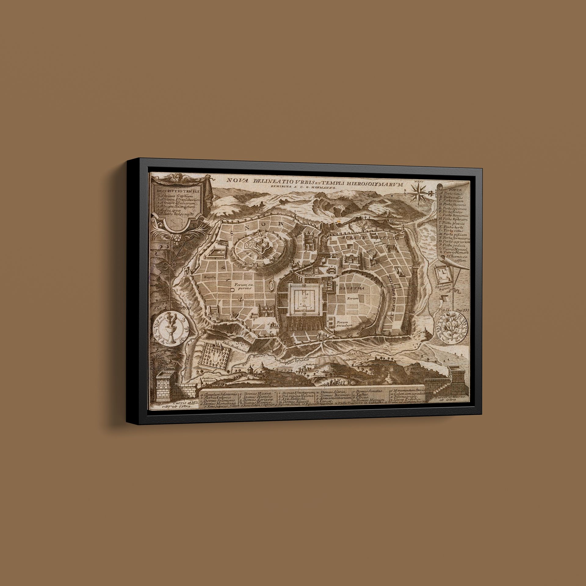 Vintage Maps – Antique Map of Jerusalem – Art Print on Paper or Canvas