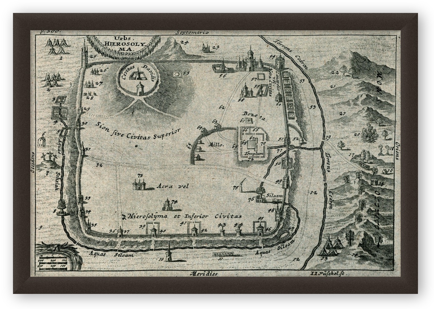 Vintage Maps – Antique Map of Jerusalem – Art Print on Paper or Canvas