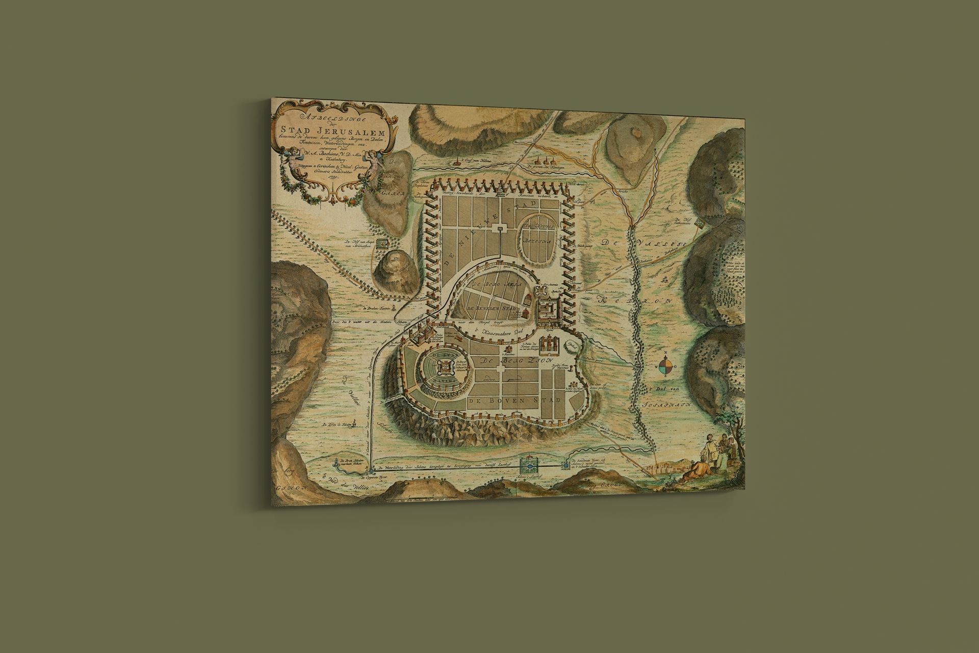 Vintage Maps – Antique Map of Jerusalem – Art Print on Paper or Canvas