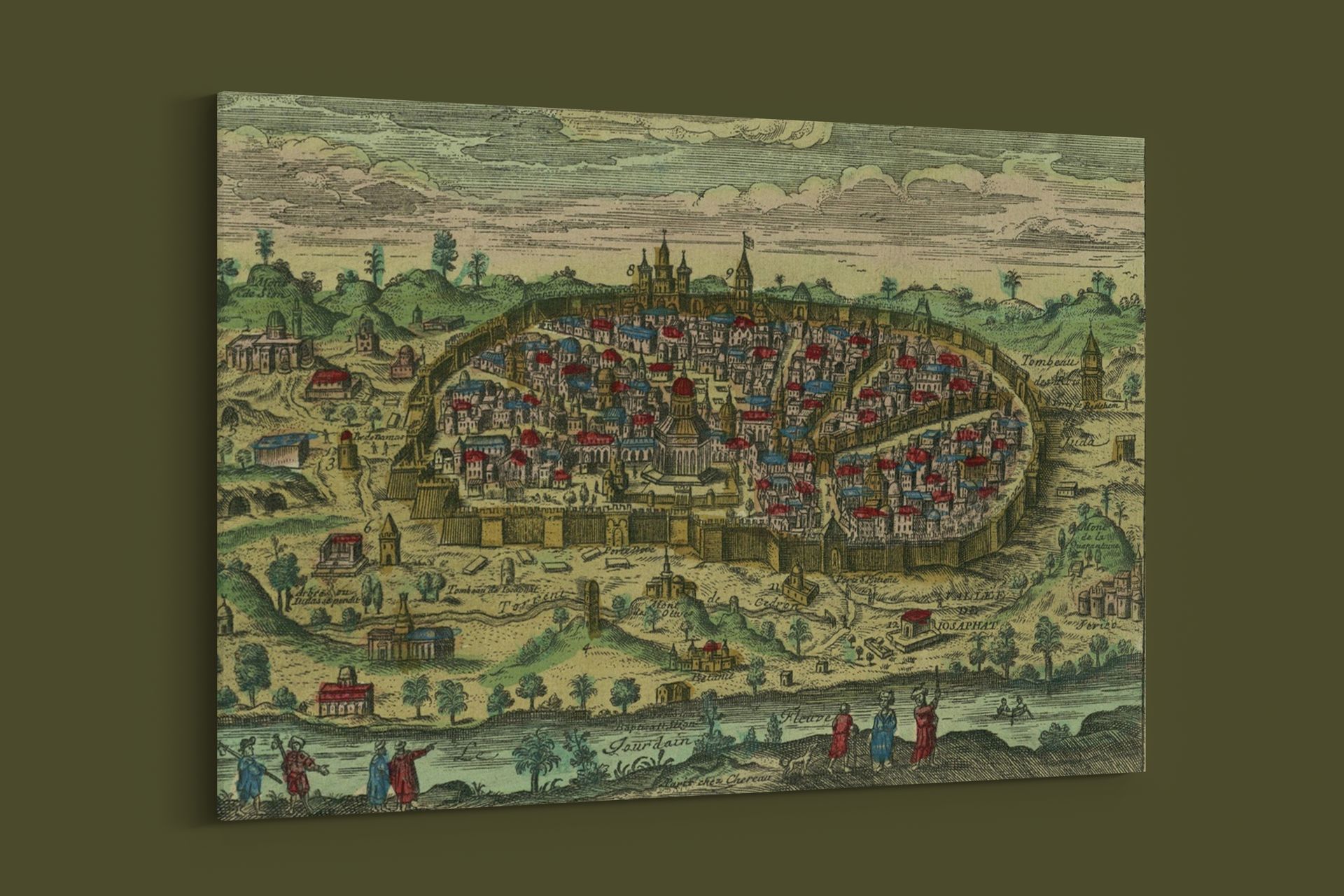 Vintage Maps – Antique Map of Jerusalem – Art Print on Paper or Canvas