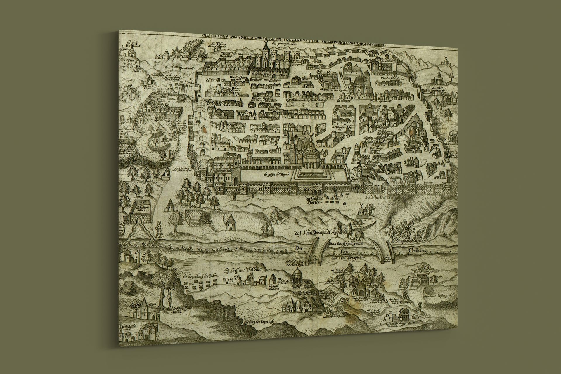 Vintage Maps – Antique Map of Jerusalem – Art Print on Paper or Canvas