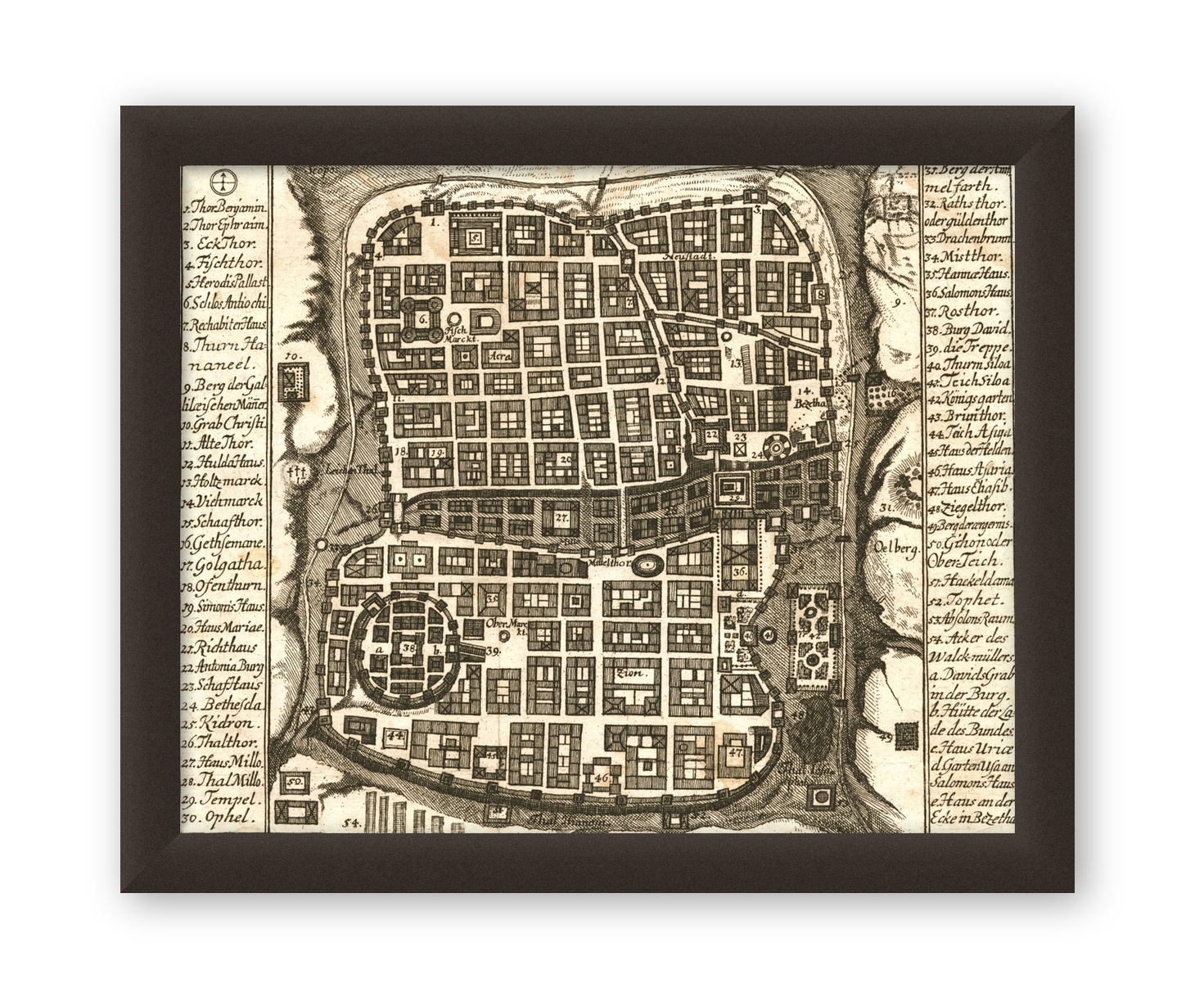 Vintage Maps – Antique Map of Jerusalem – Art Print on Paper or Canvas