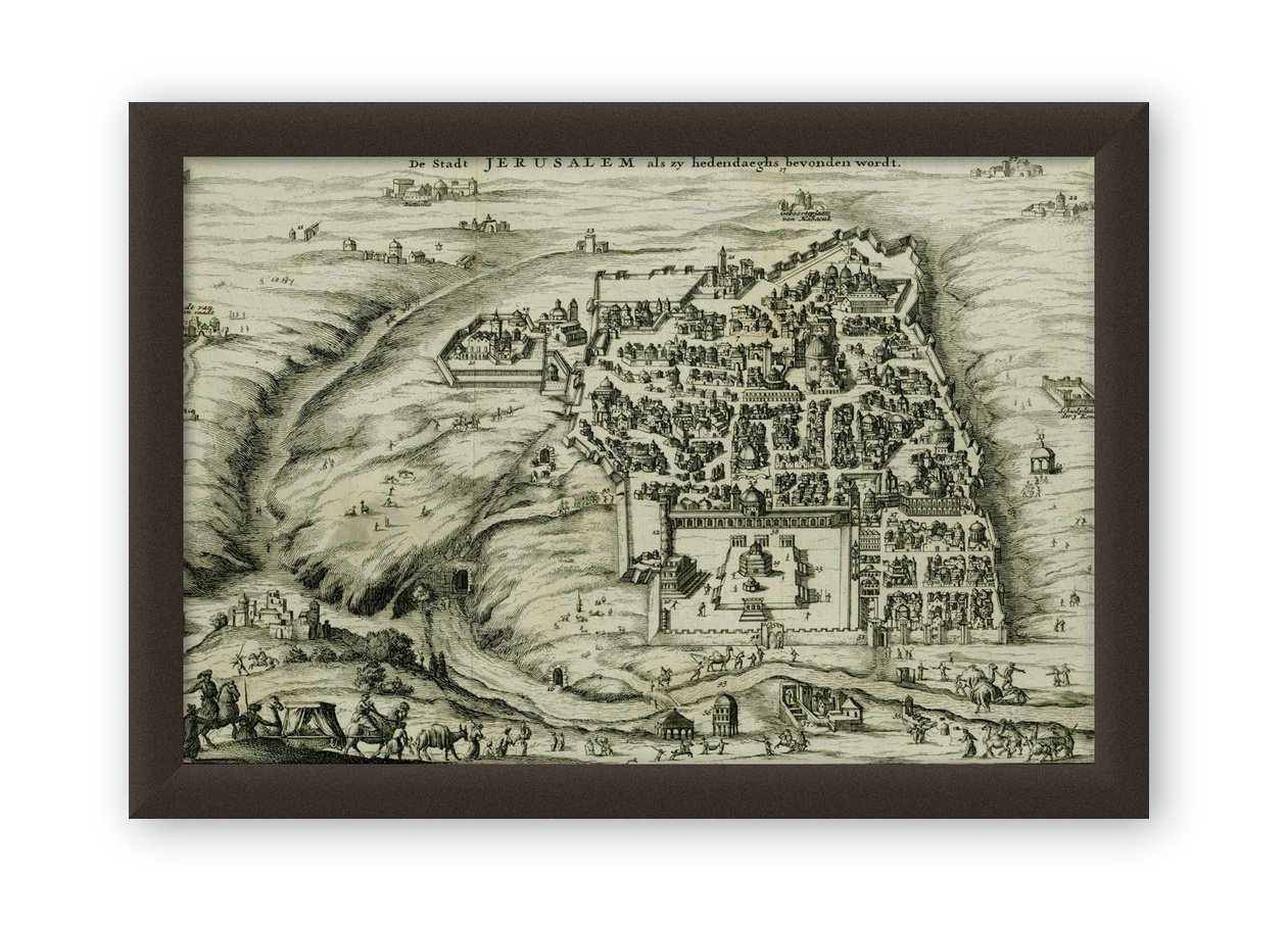 Vintage Maps – Antique Map of Jerusalem – Art Print on Paper or Canvas